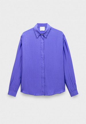 Блуза Forte contemporary habotai boyfriend shirt bleu. Цвет: синий
