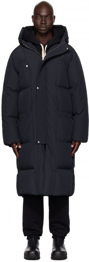 Черное стеганое пуховое пальто Jil Sander