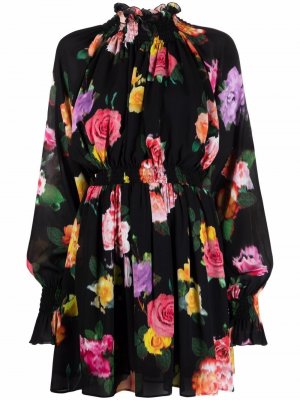 Платье мини с цветочным принтом MSGM. Цвет: черный