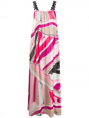 Длинное платье с абстрактным принтом Emilio Pucci. Цвет: розовый