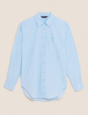 Свободная хлопковая рубашка с длинным рукавом, Marks&Spencer Marks & Spencer. Цвет: шамбре