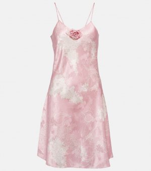 Шелковое мини-платье с принтом RODARTE, розовый Rodarte