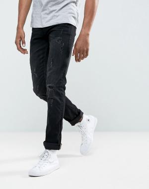 Черные зауженные джинсы с рваной отделкой Cirrus Blend. Цвет: черный