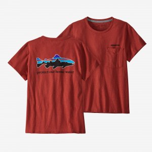Женская домашняя футболка с карманом для форели и ответственности , красный Patagonia