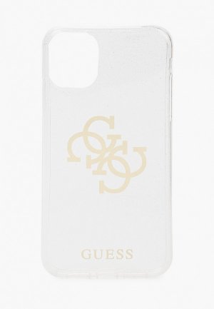 Чехол для iPhone Guess 11, TPU 4G Big logo Glitter Tranparent. Цвет: прозрачный