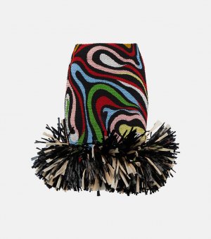 Мини-юбка с бахромой и принтом, разноцветный Pucci