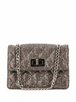 2.55 mini metallic flap handbag Chanel Pre-Owned. Цвет: серый