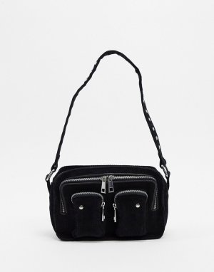 Черная вельветовая сумка через плечо с карманами -Черный Nunoo