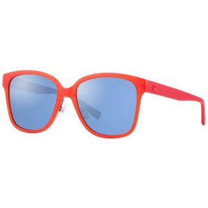 Солнцезащитные очки UNITED COLORS OF BENETTON, бабочка, оправа: пластик, ударопрочные, с защитой от УФ, зеркальные, для женщин, красный Benetton. Цвет: красный
