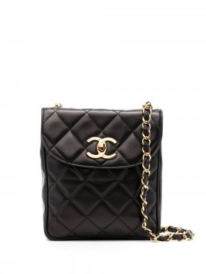 Стеганая сумка через плечо 1995-го года с логотипом CC Chanel Pre-Owned. Цвет: черный