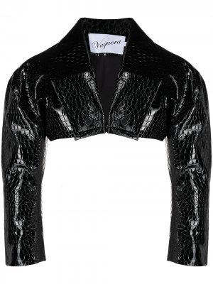 Укороченная куртка с тиснением под крокодила Vaquera. Цвет: черный