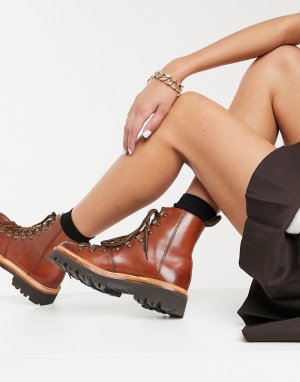 Коричневые кожаные походные ботинки Nanette-Коричневый цвет Grenson