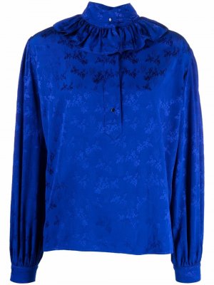Жаккардовая блузка с цветочным принтом Roseanna. Цвет: синий
