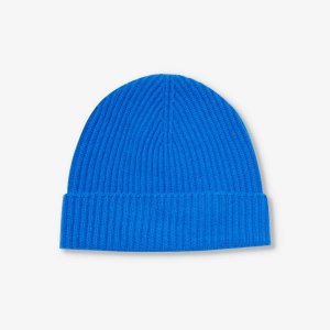 Кашемировая шапка в рубчик с загнутыми полями , синий Johnstons