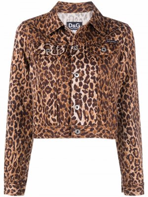 Джинсовая куртка с леопардовым принтом 1990-х годов Dolce & Gabbana Pre-Owned. Цвет: коричневый