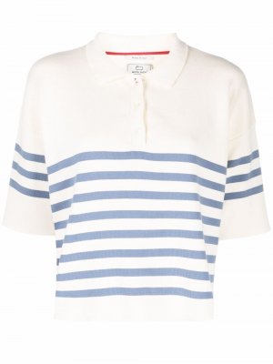 Fine-knit striped polo shirt Woolrich. Цвет: бежевый