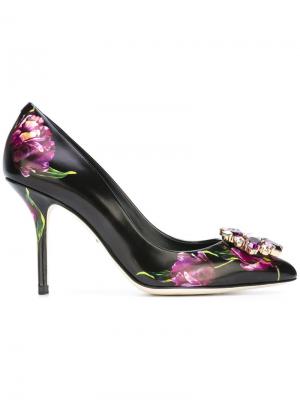 Туфли с тюльпанами Dolce & Gabbana. Цвет: чёрный