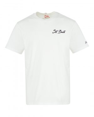 Хлопковая футболка MC2 Saint Barth. Цвет: белый+розовый