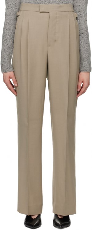 Серо-коричневые брюки со складками Ami Paris, цвет Light taupe Paris