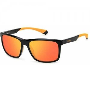 Солнцезащитные очки, черный, оранжевый Polaroid. Цвет: черный