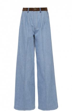 Широкие джинсы с защипами и контрастной отделкой Sonia Rykiel. Цвет: синий