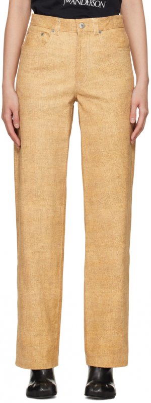 Бежевые кожаные брюки прямого кроя Jw Anderson, цвет Sand Anderson