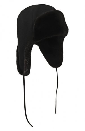 Шапка-ушанка Бруклин с отделкой из меха норки FurLand. Цвет: чёрный