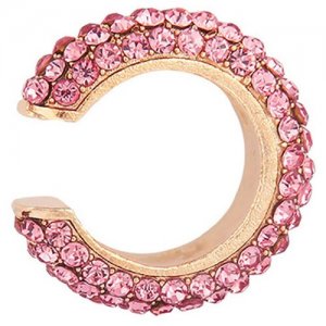 Пирсинг в ухо обманка каффы золотистая с ярко-розовыми кристаллами 4Love4You. Цвет: золотистый/розовый