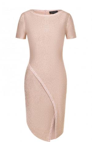 Приталенное твидовое мини-платье с коротким рукавом St. John. Цвет: розовый