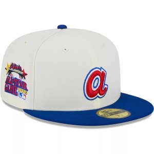 Мужская приталенная шляпа New Era Stone/Royal Atlanta Braves Retro 59FIFTY