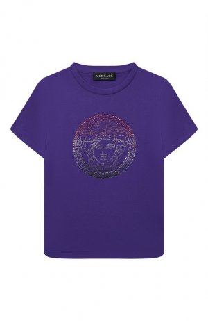 Хлопковая футболка Versace. Цвет: фиолетовый
