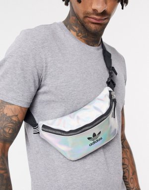Серебристая переливающаяся сумка-кошелек на пояс -Серебряный adidas Originals