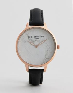Часы с кожаным ремешком Elie Beaumont. Цвет: черный