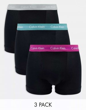 Три пары плавок с цветным поясом черного цвета Calvin Klein