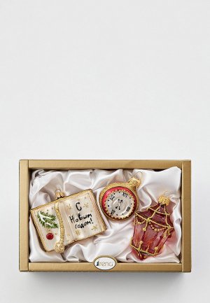 Набор елочных украшений Грай Фонарь, часы, книга. Цвет: разноцветный