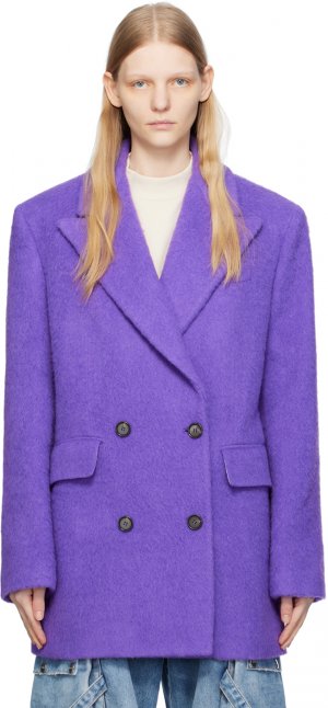 Фиолетовое двубортное пальто MSGM