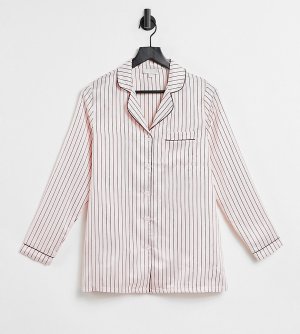 Атласная пижамная рубашка кремового цвета в полоску Maternity-Многоцветный Loungeable