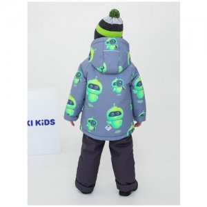 Комплект зимний UKI kids “Робот” (серый/салатовый, размер 98). Цвет: зеленый/серый