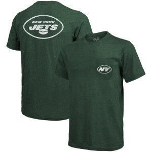 Футболка с карманами Tri-Blend New York Jets Threads — меланжево-зеленый Majestic