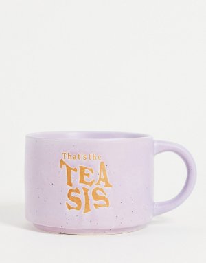 Сиреневая большая кружка с надписью Thats Tea Sis Typo-Фиолетовый цвет TYPO