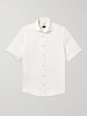 Льняная рубашка с воротником-стойкой INCOTEX, белый Incotex