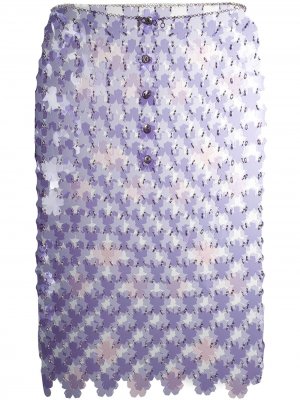 Юбка мини с цветочным декором Paco Rabanne. Цвет: фиолетовый