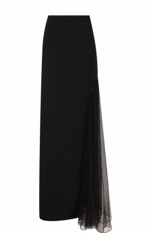 Однотонная юбка-макси с прозрачной вставкой Lanvin. Цвет: черный