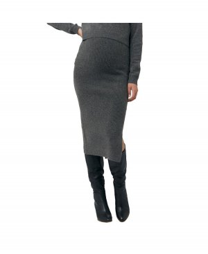 Трикотажная юбка миди Dani для беременных с разрезом темно-серого марля Ripe Maternity