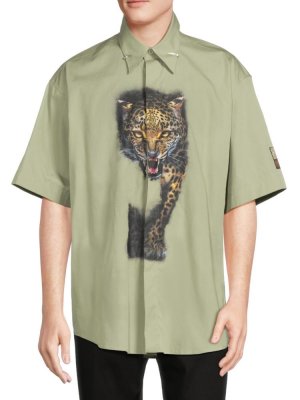 Рубашка с заниженными плечами и графическим рисунком , цвет Sage Roberto Cavalli