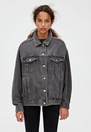 Куртка джинсовая Pull&Bear. Цвет: серый