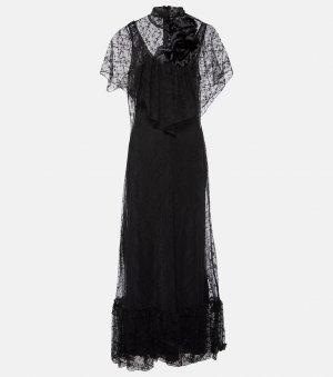 Платье миди с кружевной отделкой , черный Rodarte