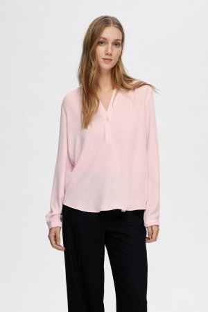 Струящаяся блузка с V-образным вырезом из переработанных материалов. , фиолетовый Selected Femme