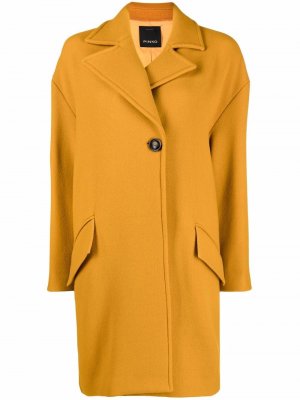 Однобортное пальто PINKO. Цвет: желтый