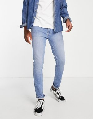 Эластичные зауженные джинсы пудрового синего цвета -Голубой Topman